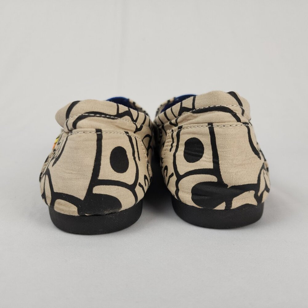 Joy & Mario J. Pierce Women’s Flat Slip On Shoe 8W Graphic Cartoon Black & Tan - Picture 4 of 12